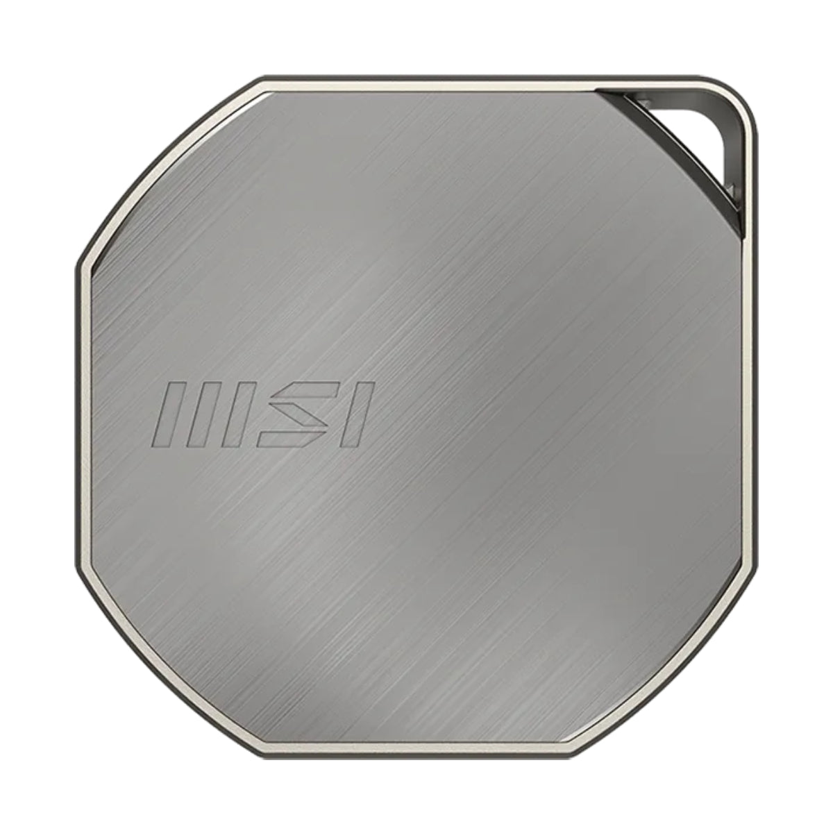 MSI DATAMAG 40Gbps magnetic portable SSD in gray, front view with the MSI logo