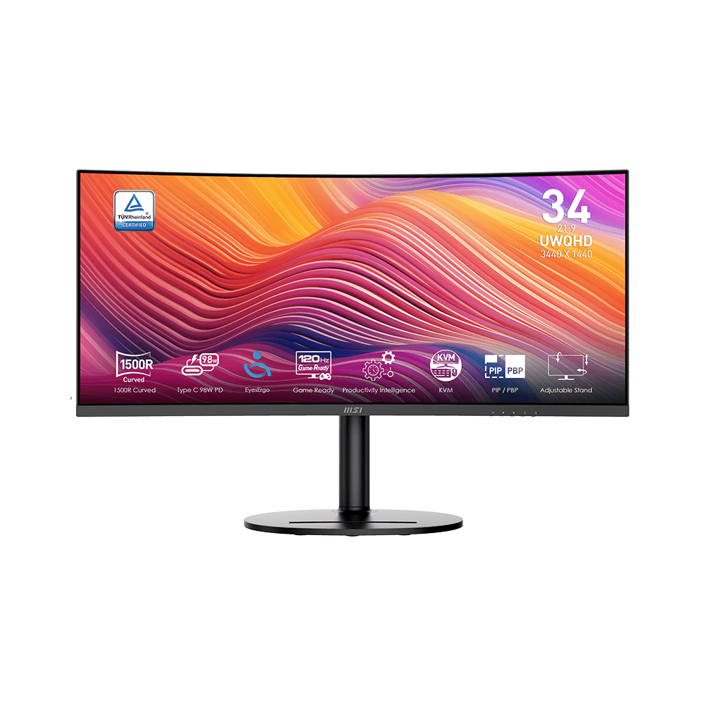 MSI Modern MD342CQP front view with key features