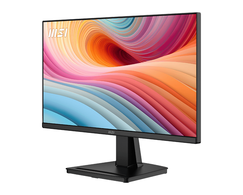 شاشة MSI PRO MP225 E12VL من الأمام بزاوية من الجانب الآخر