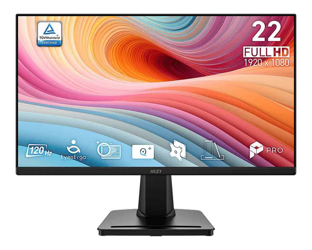 شاشة MSI PRO MP225 E12VL من الأمام مع أهم المميزات