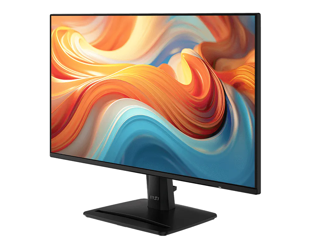 شاشة MSI PRO MP242 E14A من الأمام بزاوية مائلة إلى اليمين