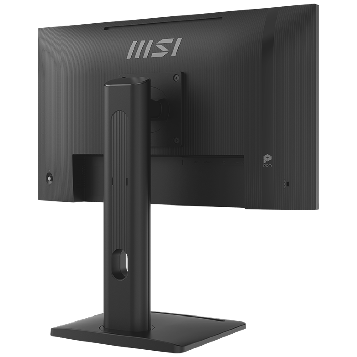 شاشة MSI PRO MP245PG E14 من الخلف بزاوية مائلة مع القاعدة القابلة لتعديل الارتفاع