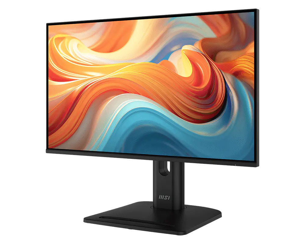 شاشة MSI PRO MP245PG E14 من الأمام بزاوية مائلة إلى الجهة الأخرى