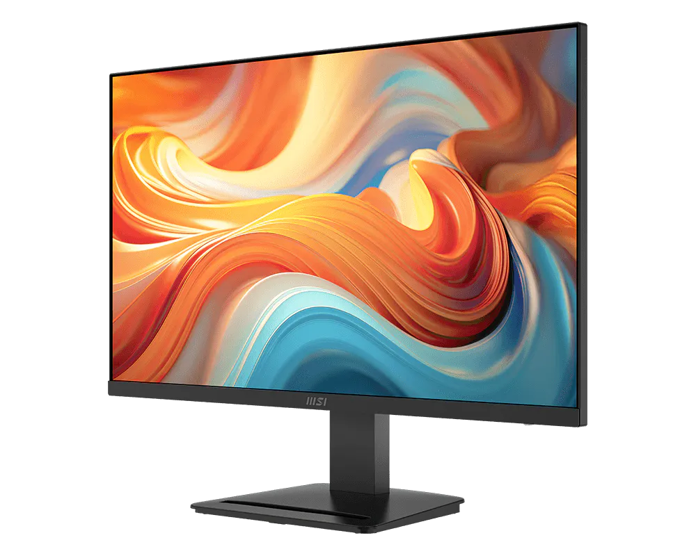 شاشة MSI PRO MP273 E14A من الأمام بزاوية مائلة من الجهة الأخرى
