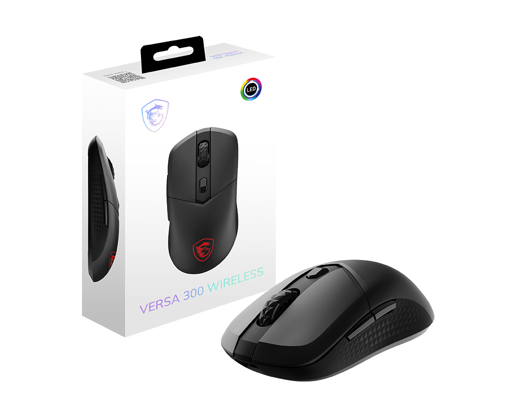 ماوس الألعاب MSI VERSA 300 WIRELESS باللون Black مع علبته