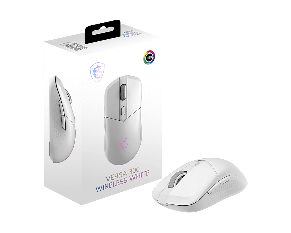 ماوس الألعاب MSI VERSA 300 WIRELESS باللون White مع علبته