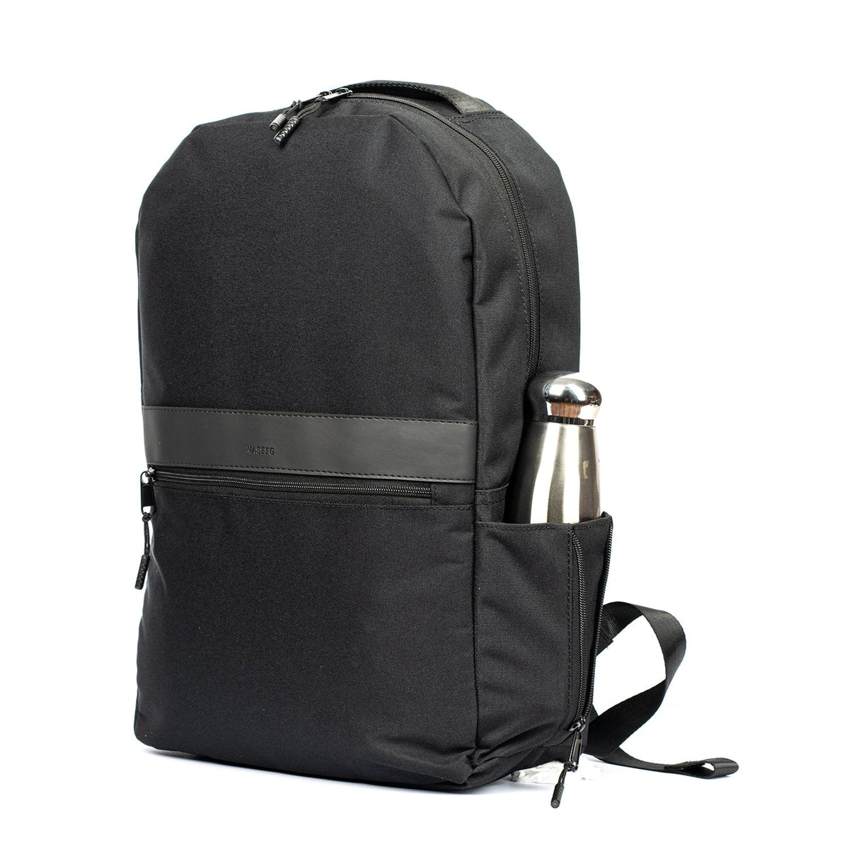 NASEEG X2 15.6-inch slim laptop backpack in Black, angled front view