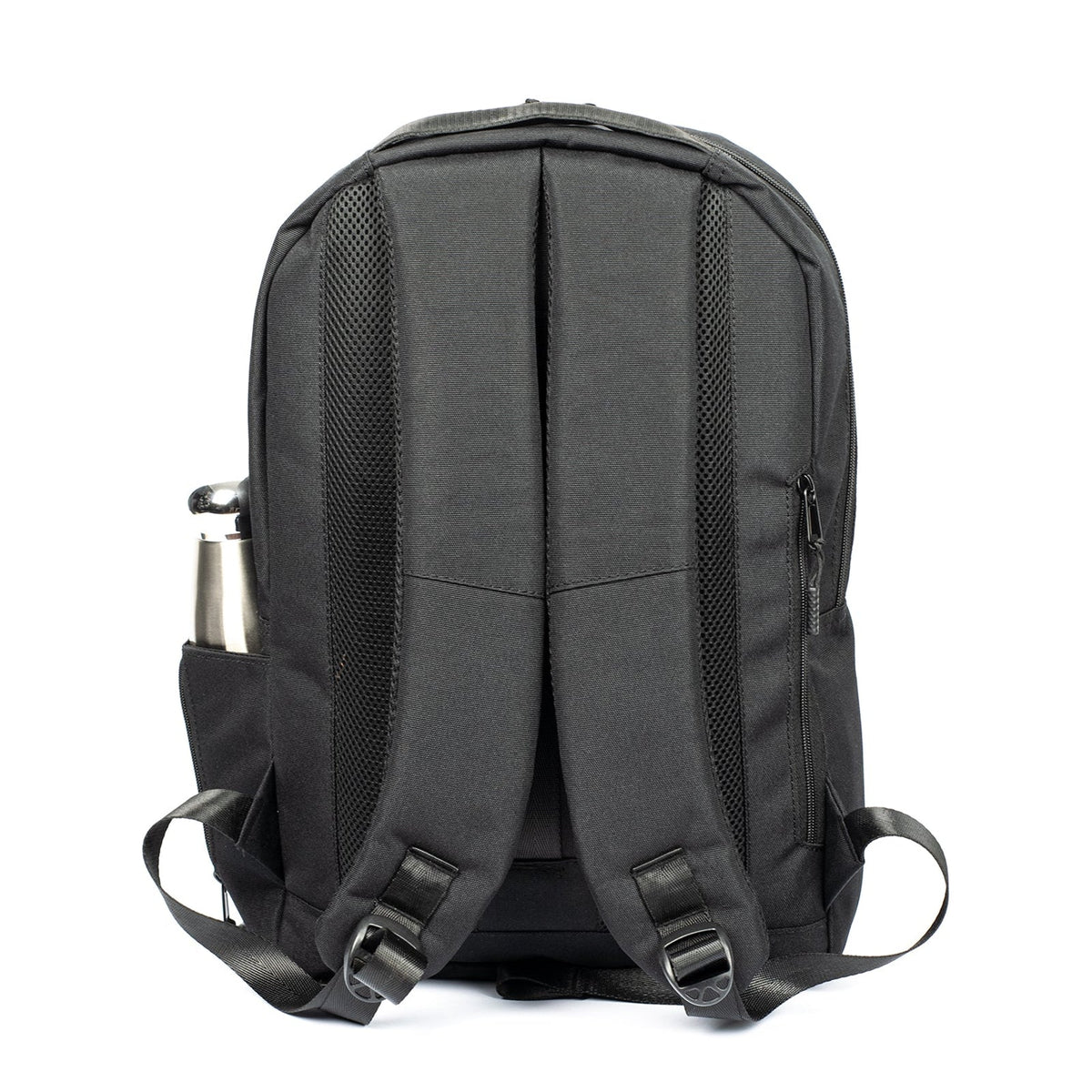 NASEEG X2 15.6-inch slim laptop backpack in Black, back view with shoulder straps