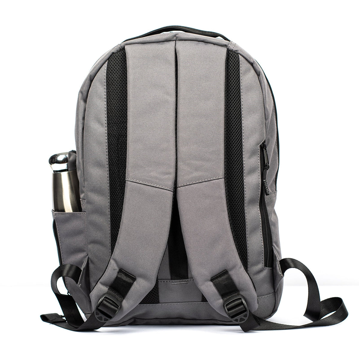 NASEEG X2 15.6-inch slim laptop backpack in Dark Gray, back view with shoulder straps