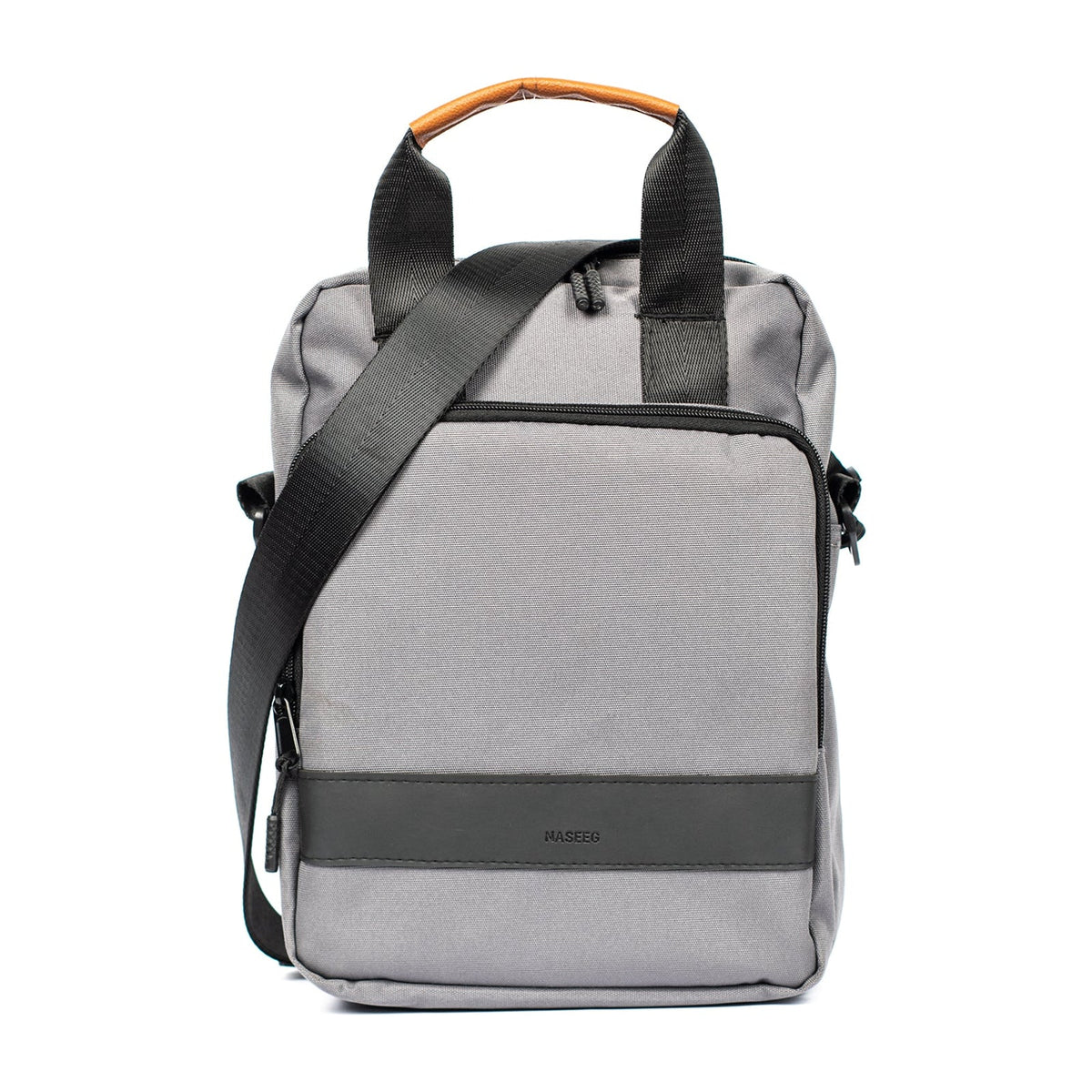 شنطة كروس نسيج X3 للتابلت 13 بوصة باللون Dark Gray، منظر أمامي مع شريط الكتف