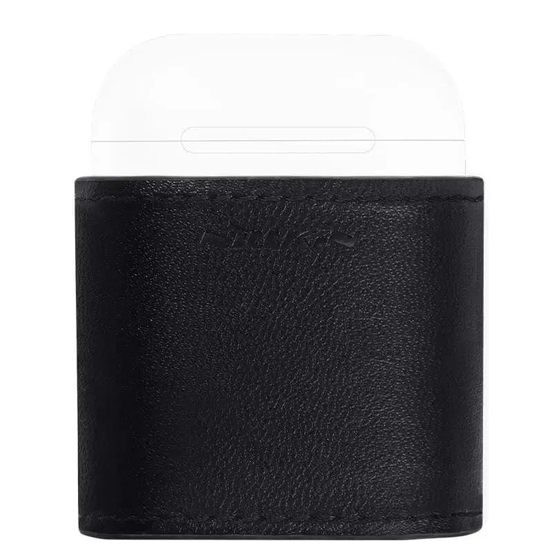 جراب Nillkin AirPods Mate الجلد باللون Black على علبة ايربودز، منظر أمامي