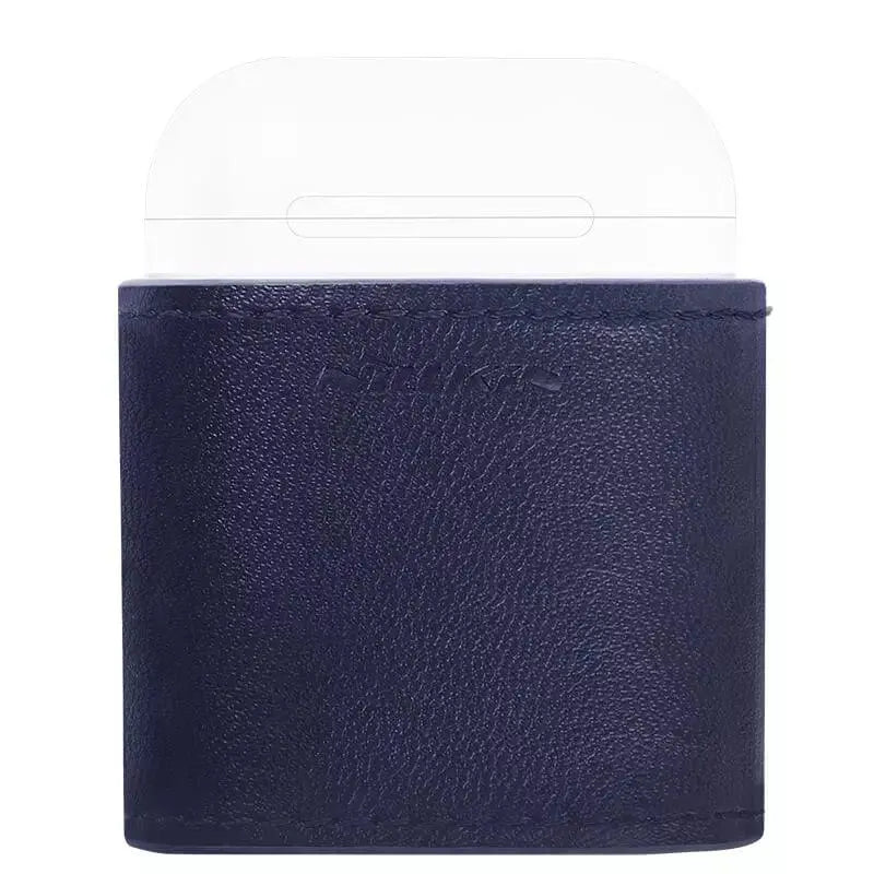 جراب Nillkin AirPods Mate الجلد باللون Blue على علبة ايربودز، منظر أمامي