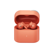 Nothing CMF Clip Pro open-ear earbuds in Coral inside the open charging case