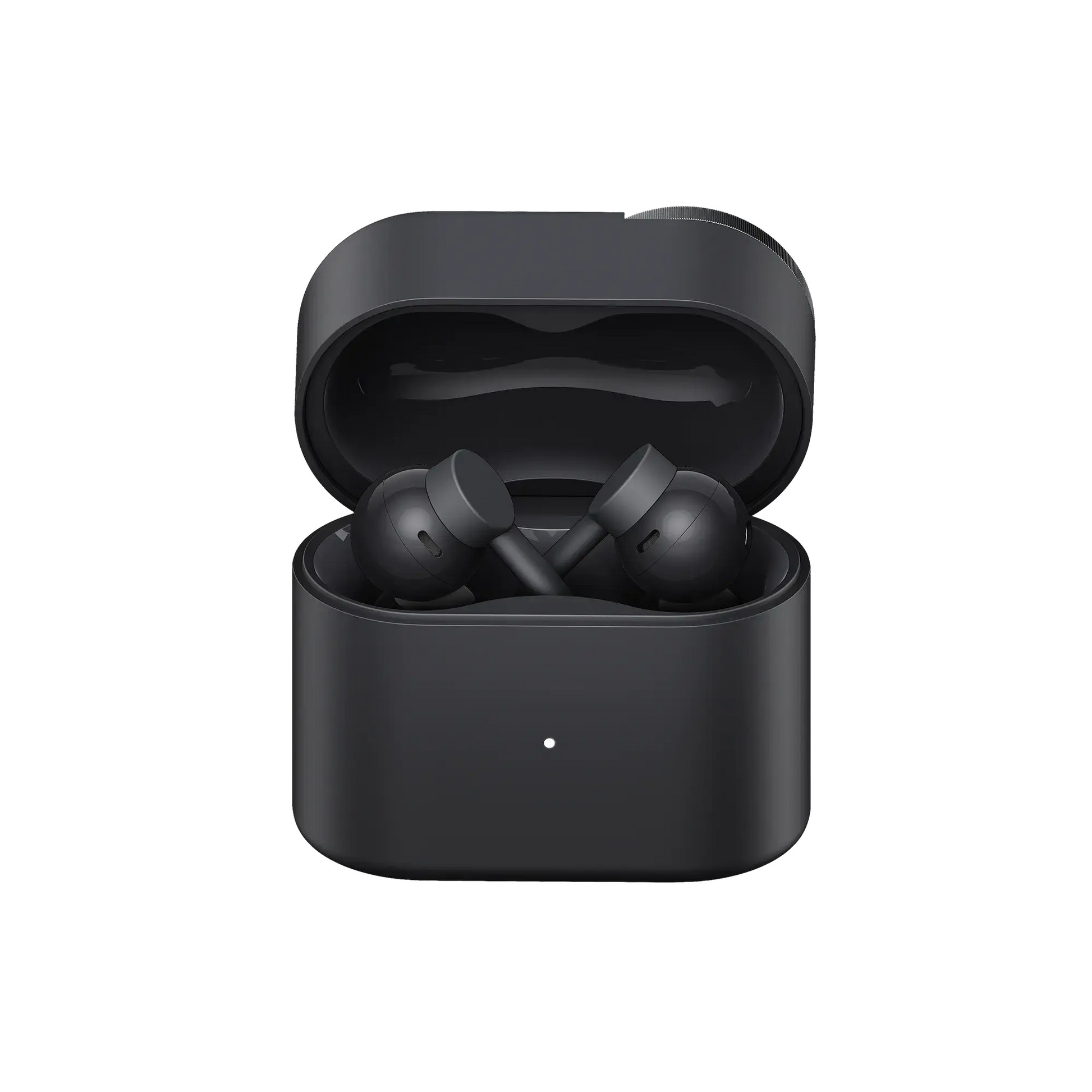 Nothing CMF Clip Pro open-ear earbuds in Dark Grey inside the open charging case