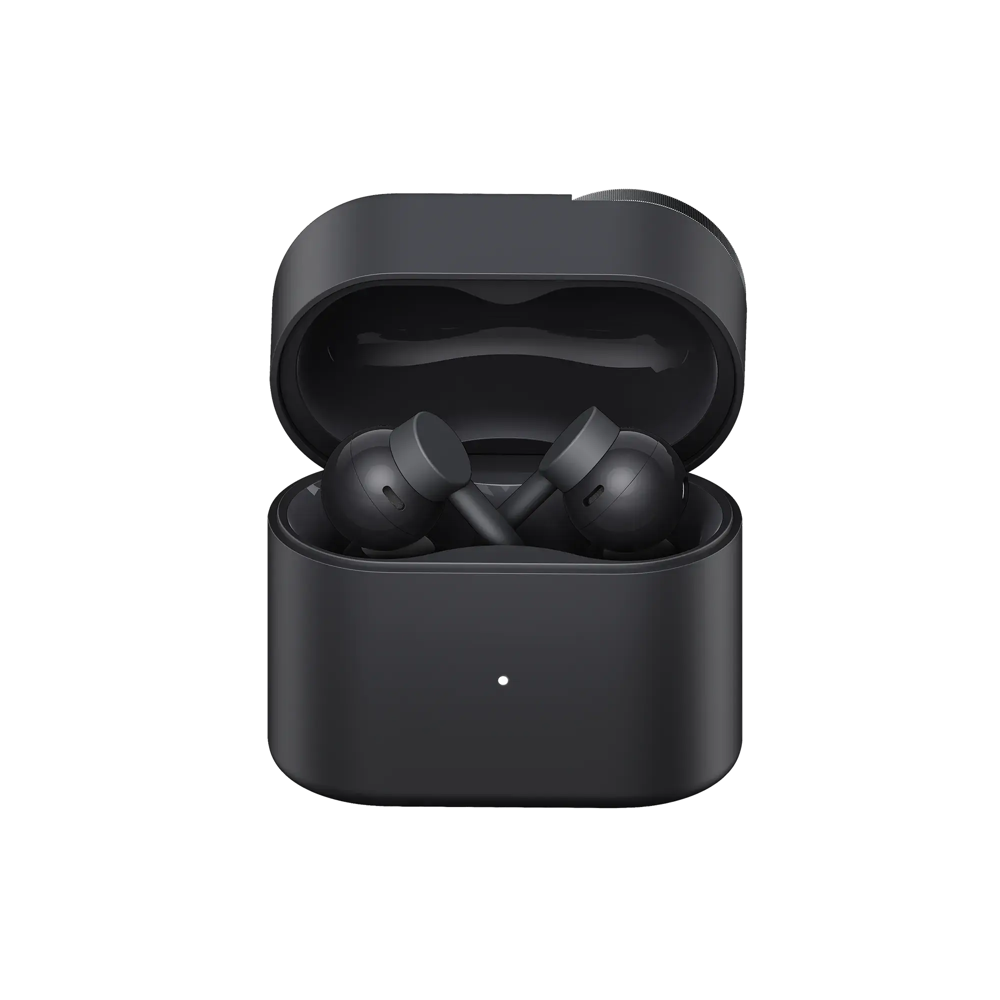 Nothing CMF Clip Pro open-ear earbuds in Dark Grey inside the open charging case