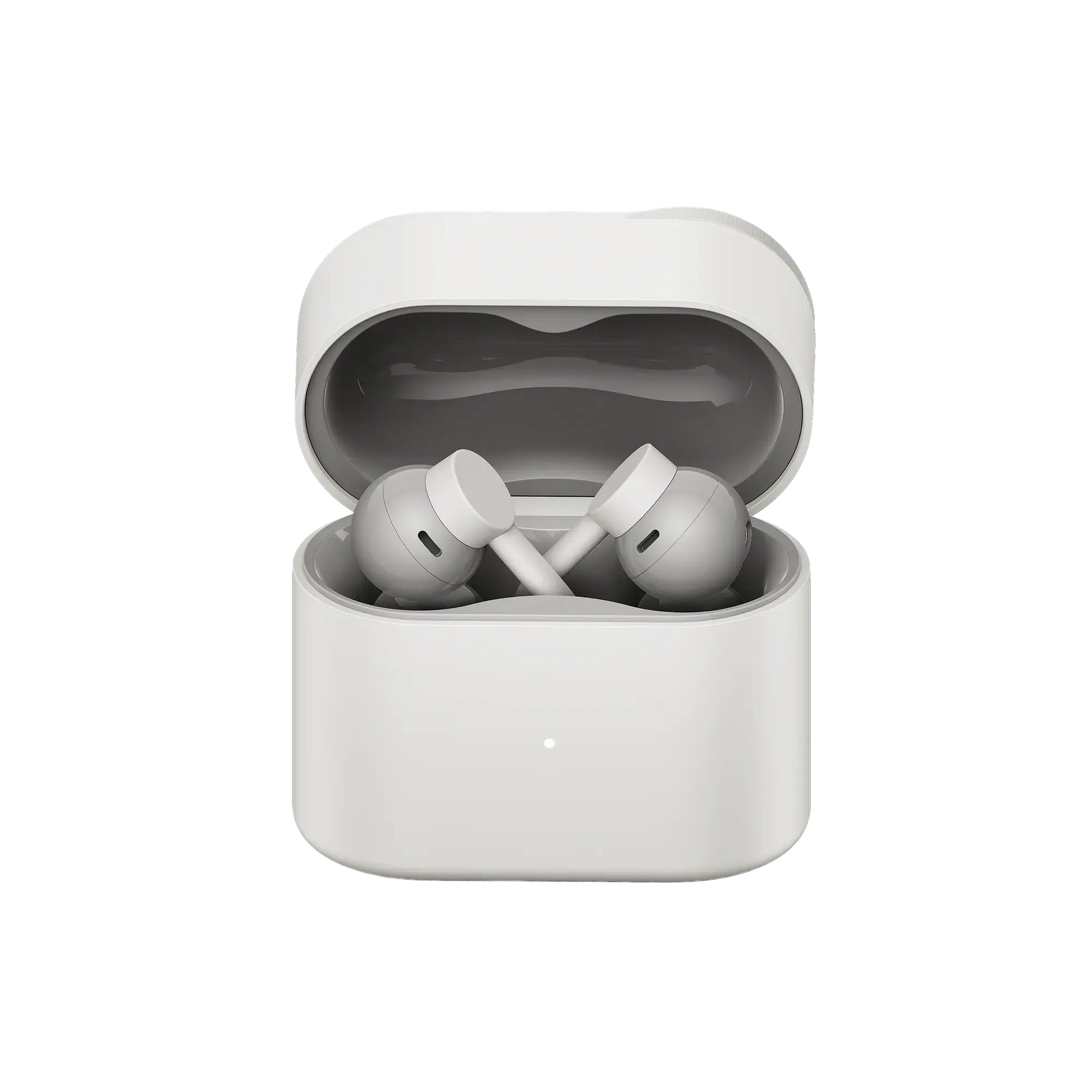 Nothing CMF Clip Pro open-ear earbuds in Light Grey inside the open charging case