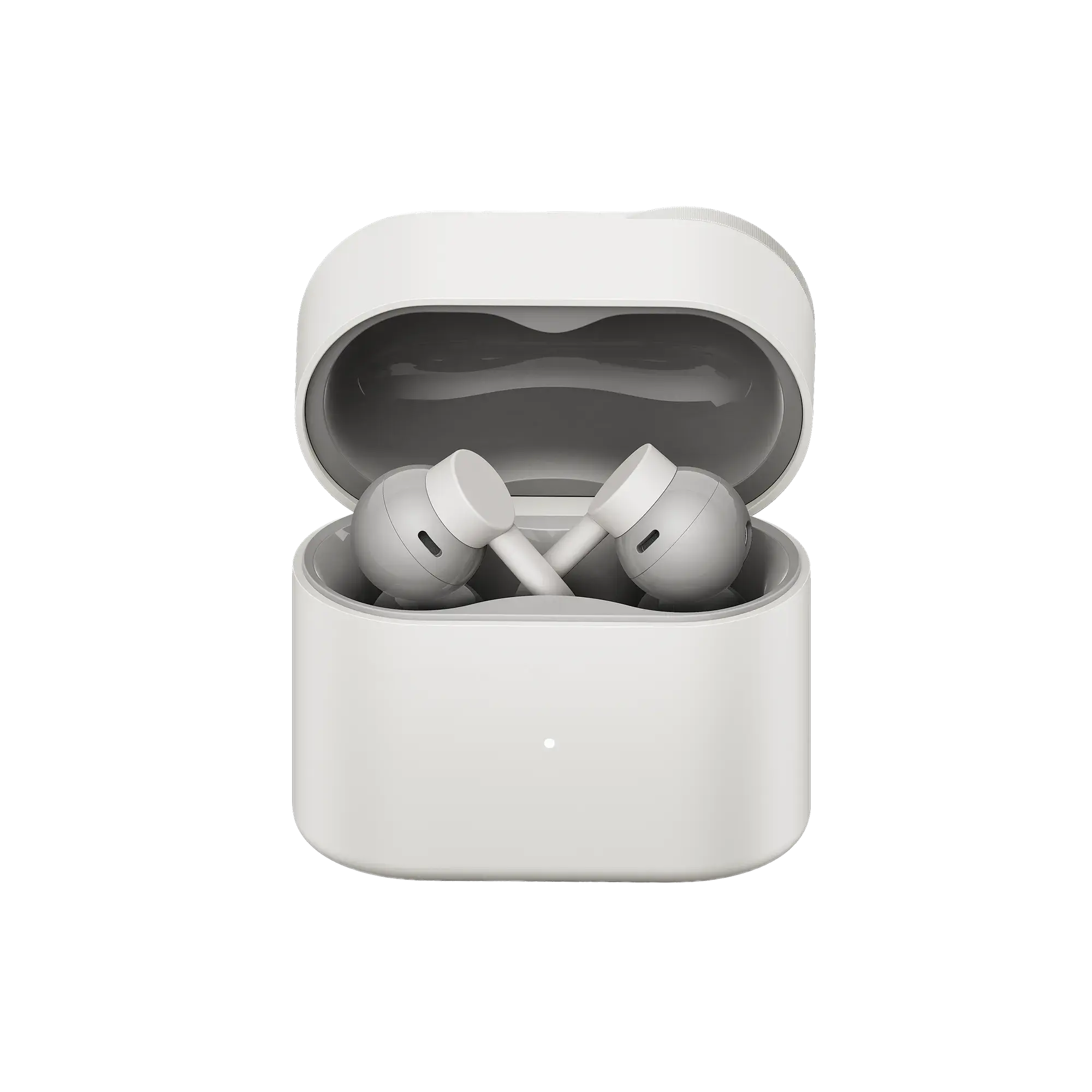 Nothing CMF Clip Pro open-ear earbuds in Light Grey inside the open charging case
