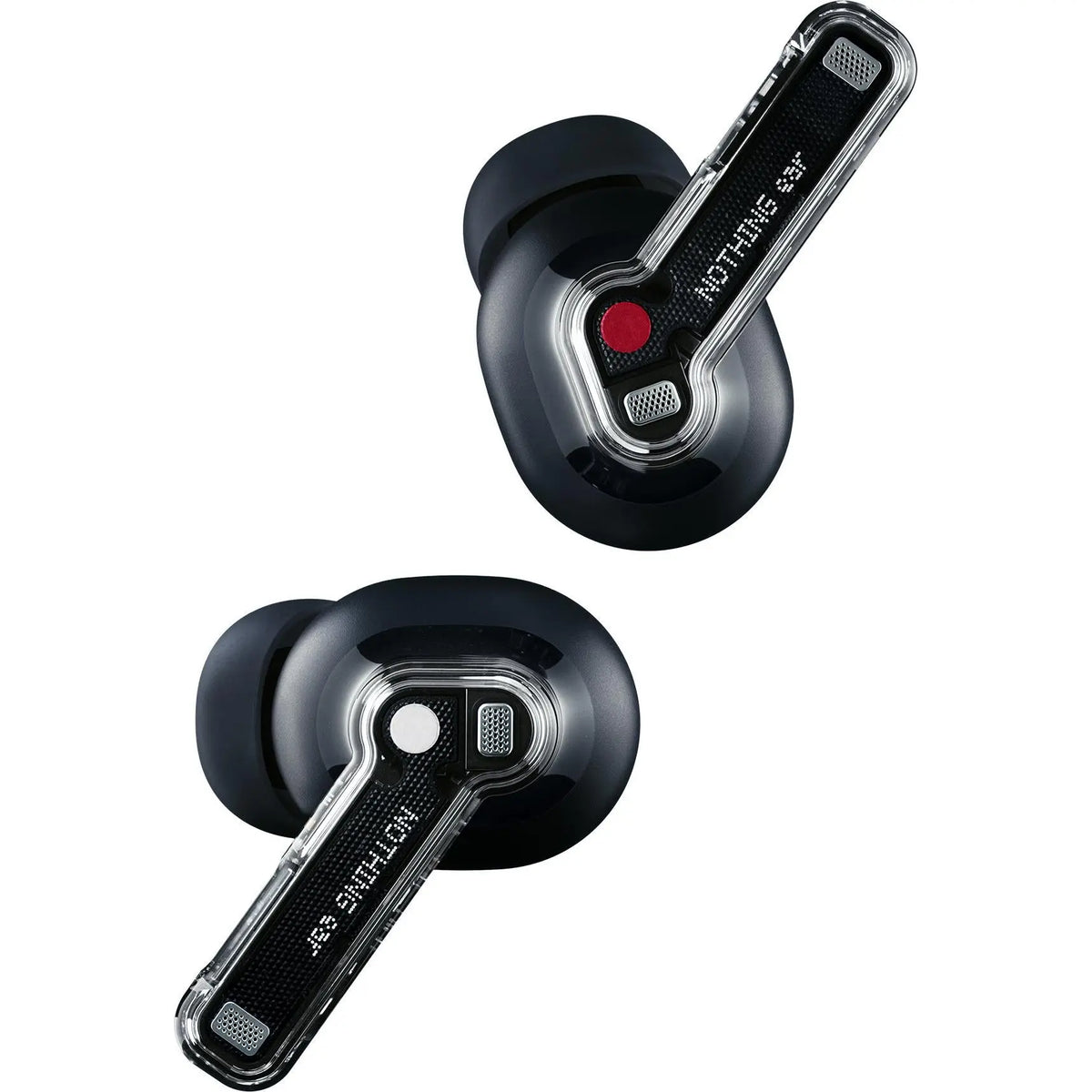 Pair of Nothing Ear earbuds in Black at an angle