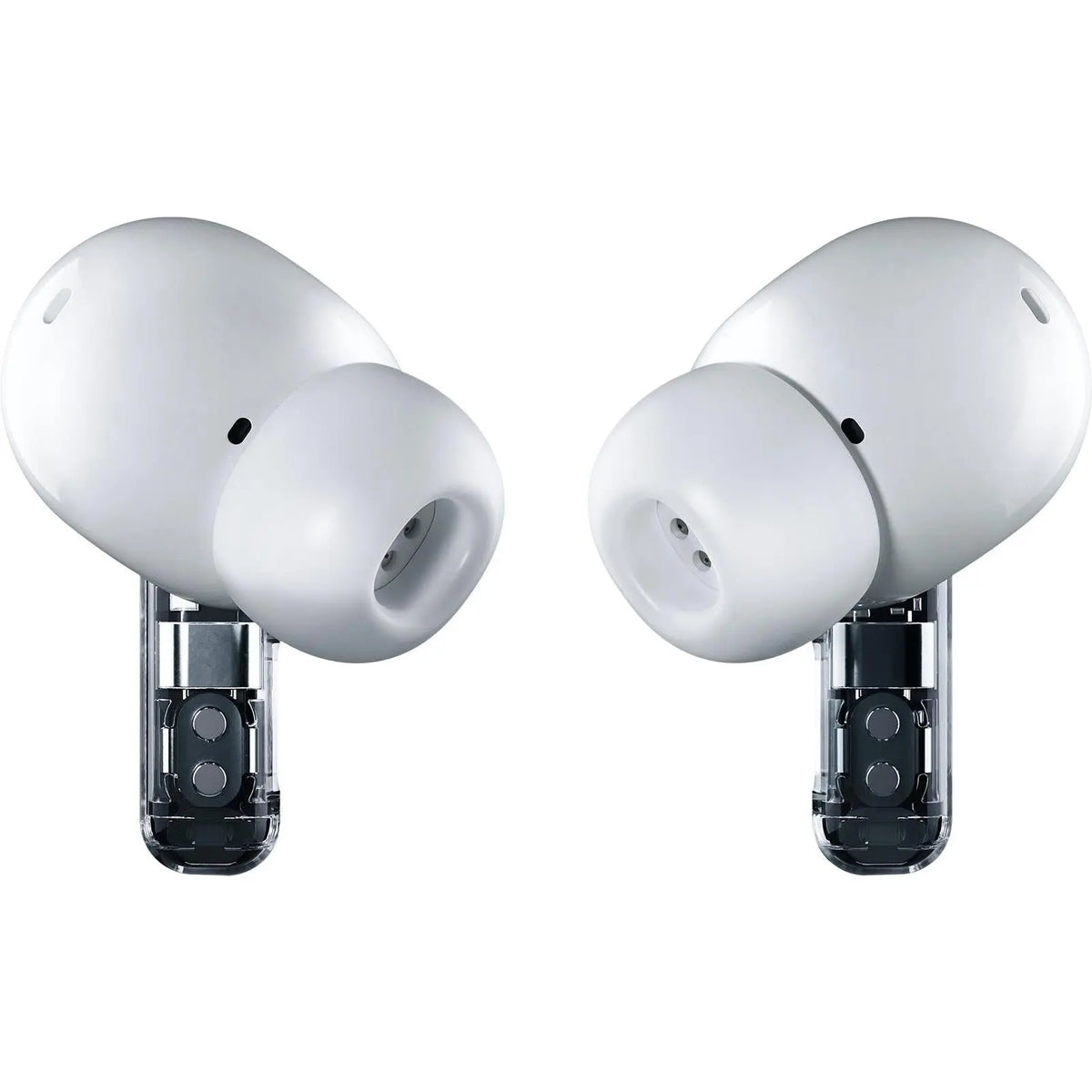 Nothing Ear earbuds in White showing the ear tips