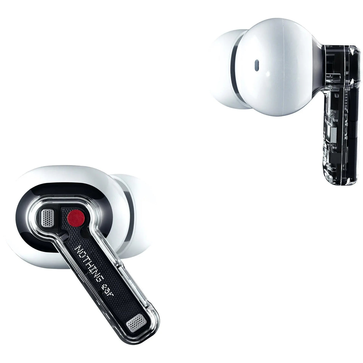 Nothing Ear earbuds in White from two angles