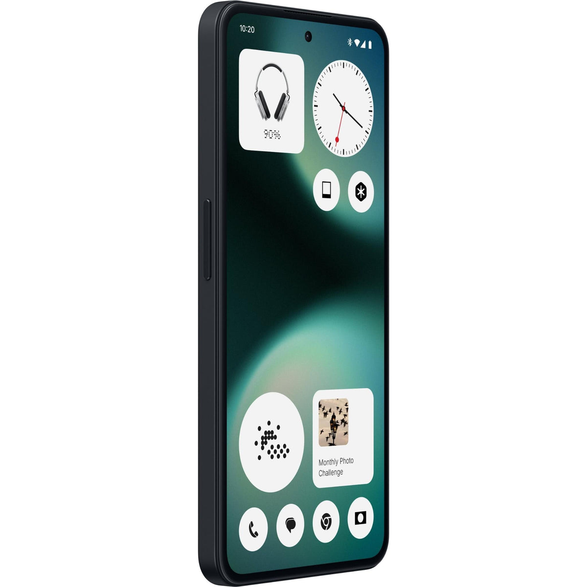 Nothing Phone (3a) Lite in Black, front view from the left