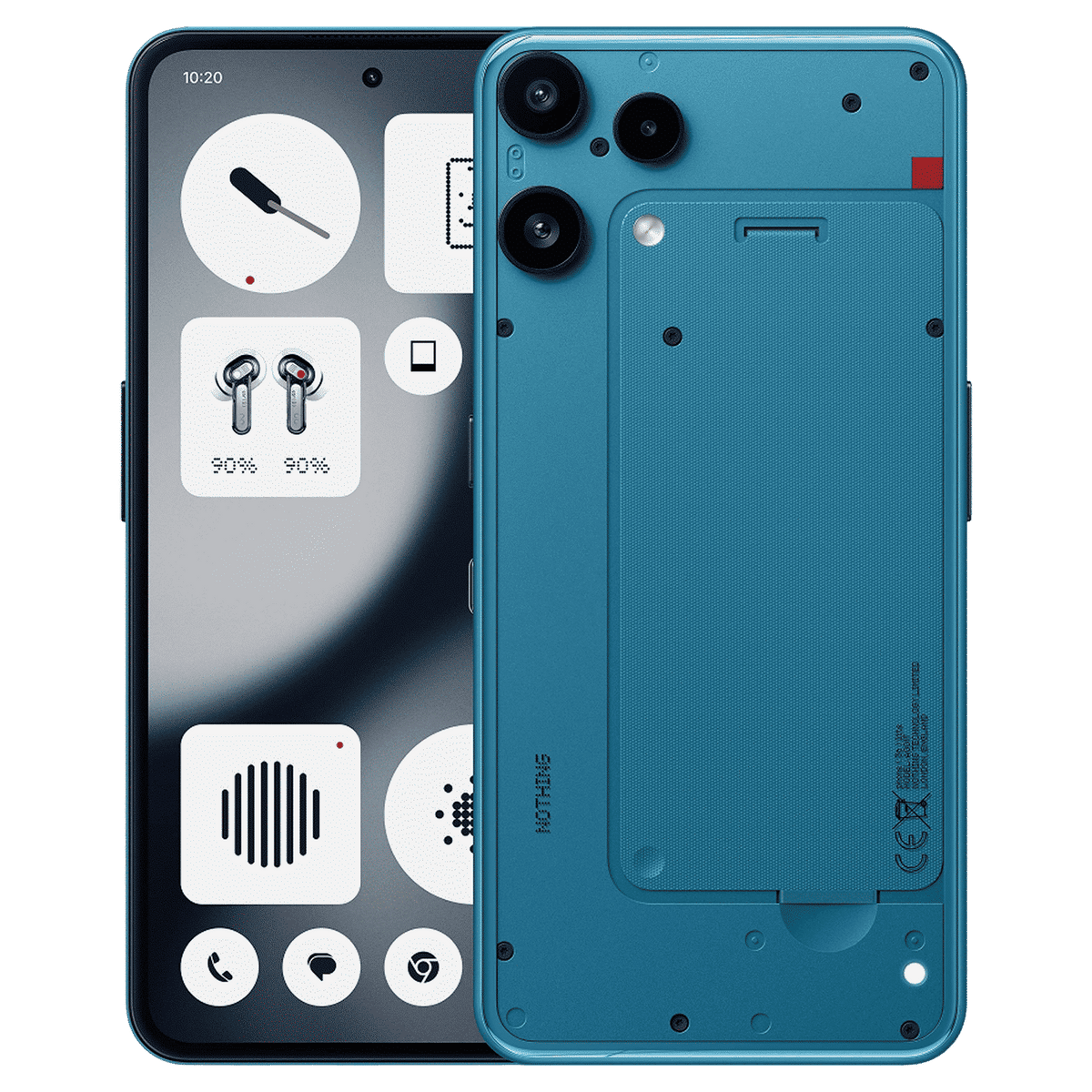 Nothing Phone (3a) Lite in Blue, front and back