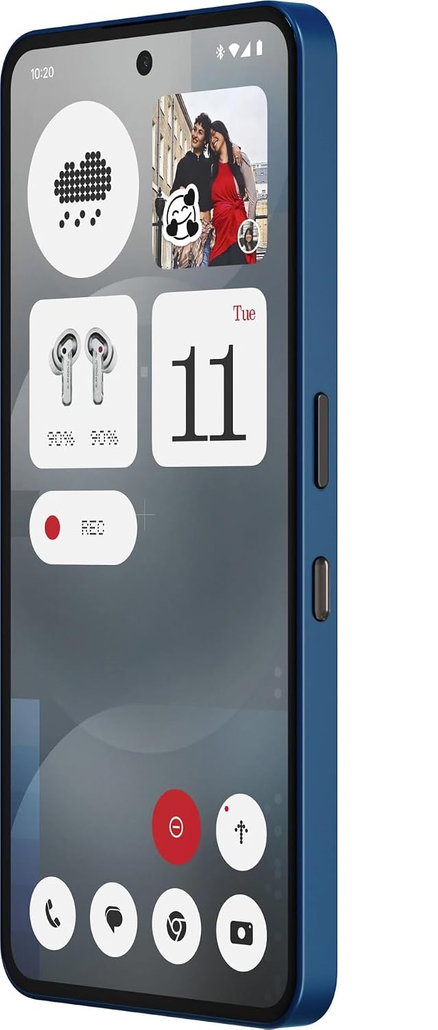 Nothing Phone (3a) Lite in Blue, front view at an angle