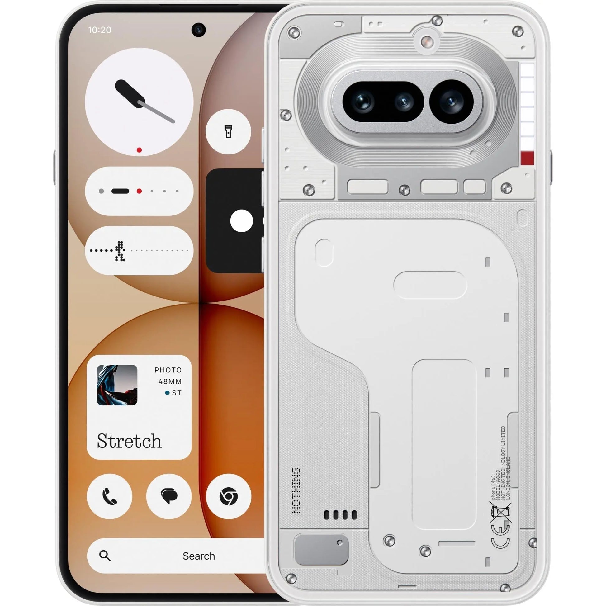 هاتف Nothing Phone (4a) بلون White من الأمام والظهر الشفاف