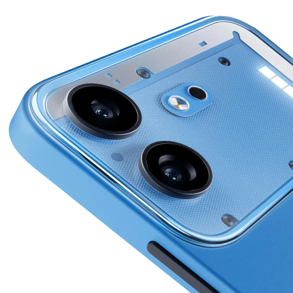 Nothing Phone (4b) blue dual rear camera close-up