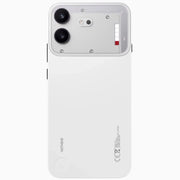 Nothing Phone (4b) in white, back view with dual camera and Glyph Bar