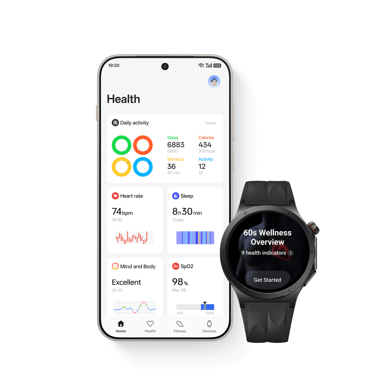 ساعة ون بلس OnePlus Watch 4 مع الفحص الصحي في 60 ثانية وتطبيق OHealth
