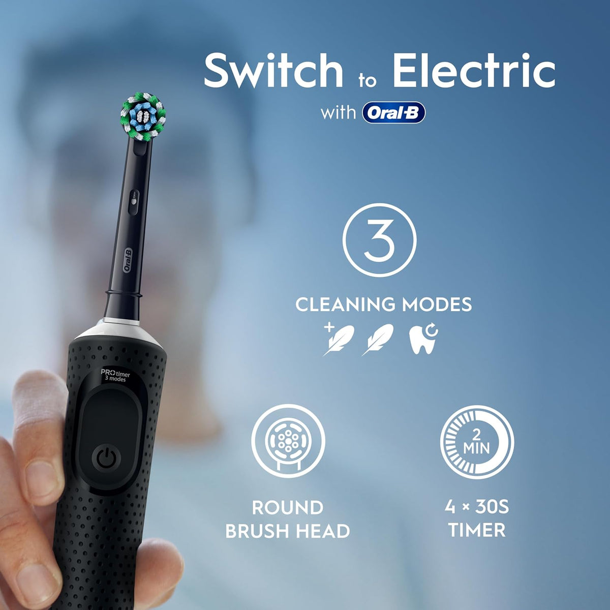 Oral-B Vitality Pro with 3 cleaning modes, round head and 4 x 30 second timer