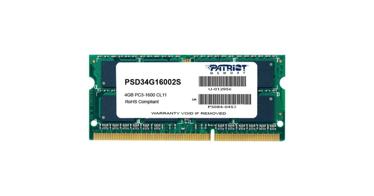 Patriot 4GB DDR3 1600MHz Laptop Memory SODIMM