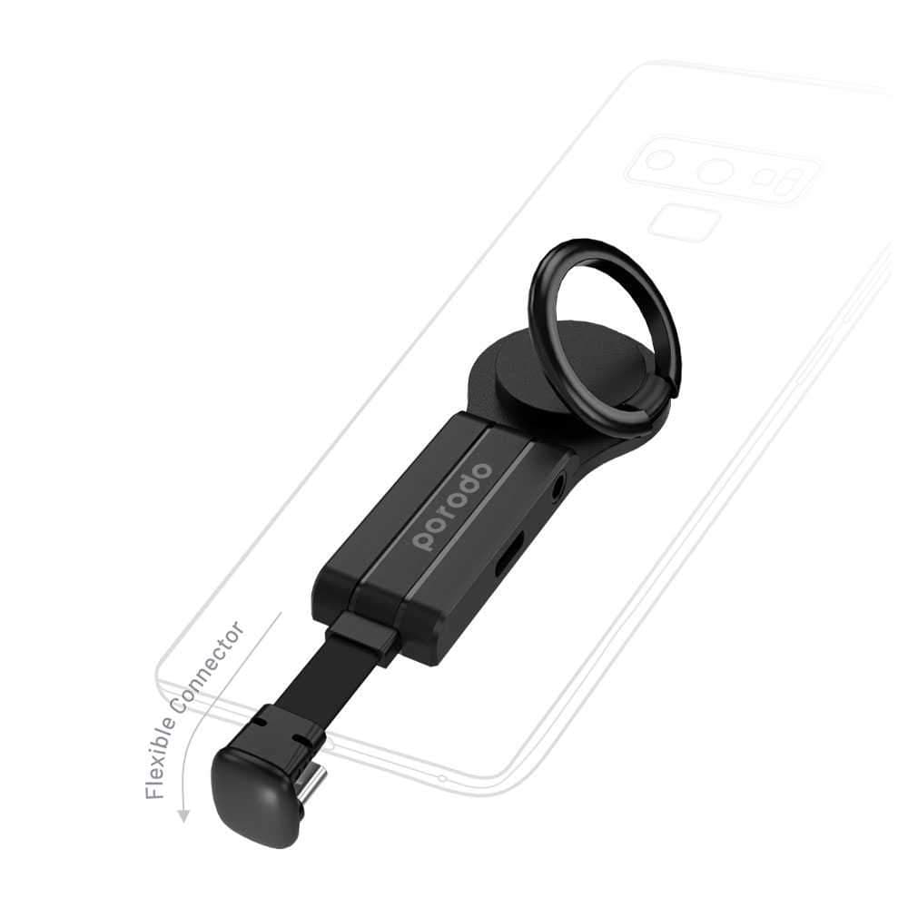 Porodo 2 in 1 Type-C to 3.5mm Adapter with Finger Grip