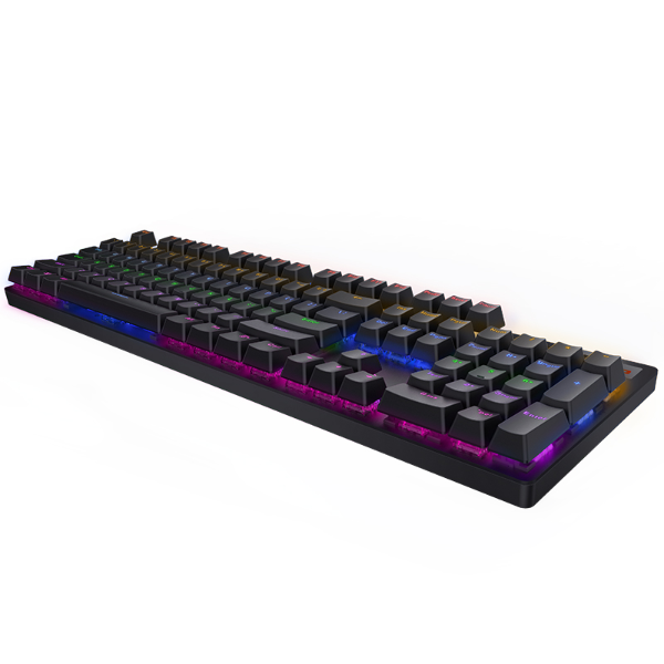 Rapoo V500PRO full-size keyboard from a low angle