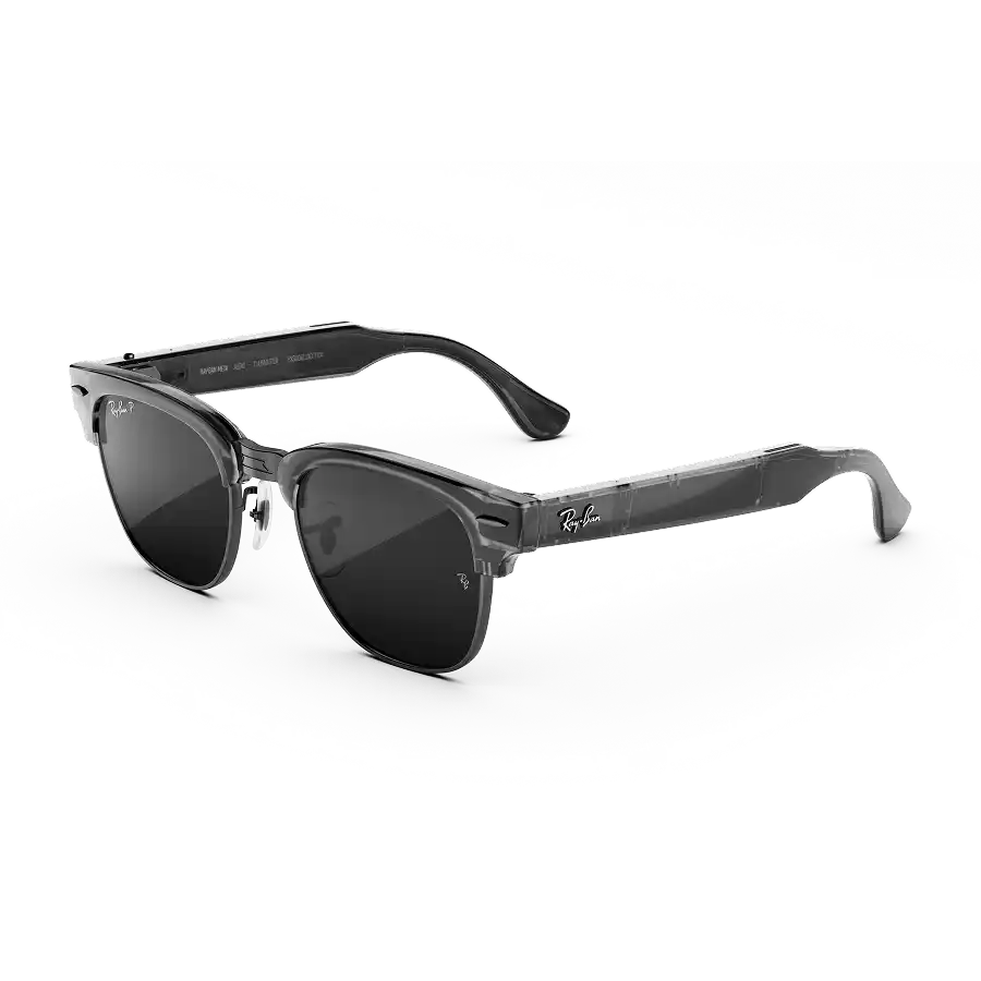 Ray-Ban Meta Audio Clubmaster in Transparent Iron Grey with Polarized Grey lenses