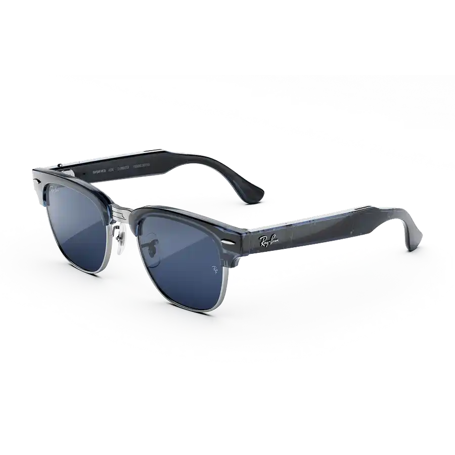 Ray-Ban Meta Audio Clubmaster in Transparent Sky Blue with Transitions Sapphire lenses