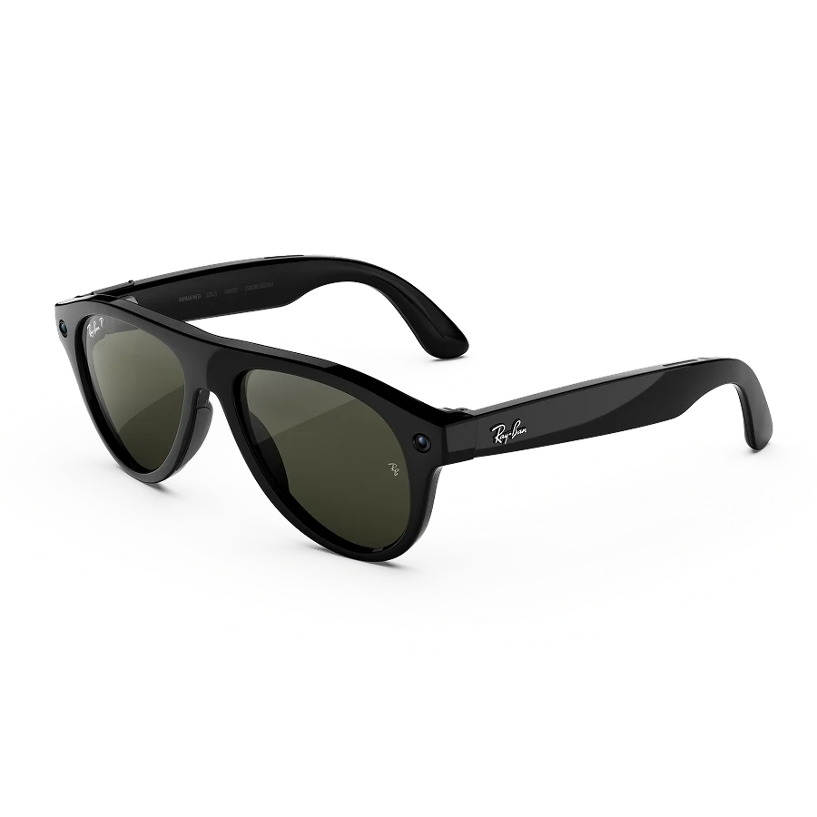 Ray-Ban Meta Aviator (Gen 3) in Shiny Black with Polarized Green lenses
