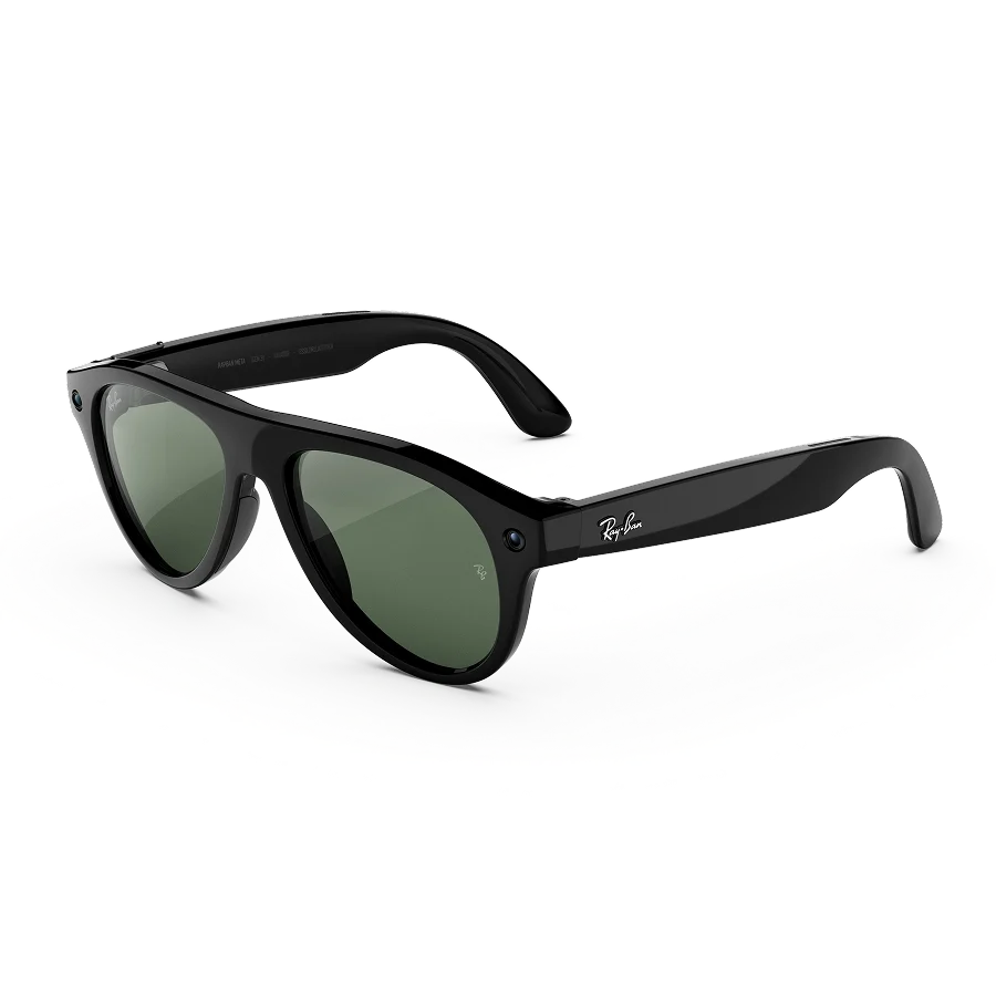 Ray-Ban Meta Aviator (Gen 3) in Shiny Black with Transitions Graphite Green lenses
