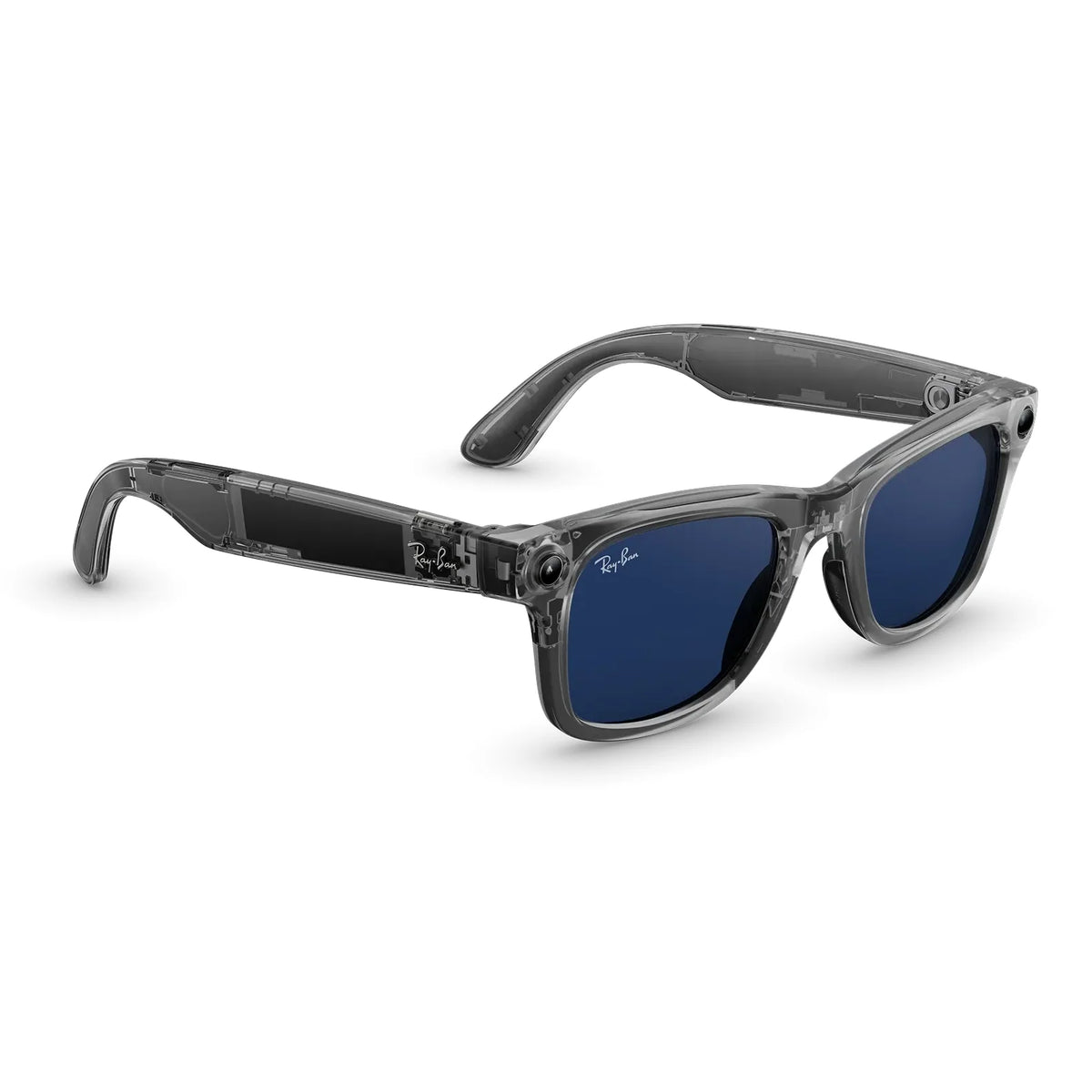 نظارة راي بان ميتا Wayfarer (Gen 2) بإطار Shiny Transparent Grey وعدسات Transitions Sapphire