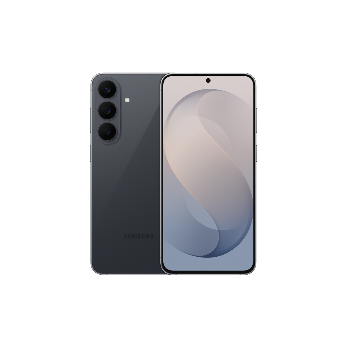 Samsung Galaxy S26 FE in Graphite, front and back