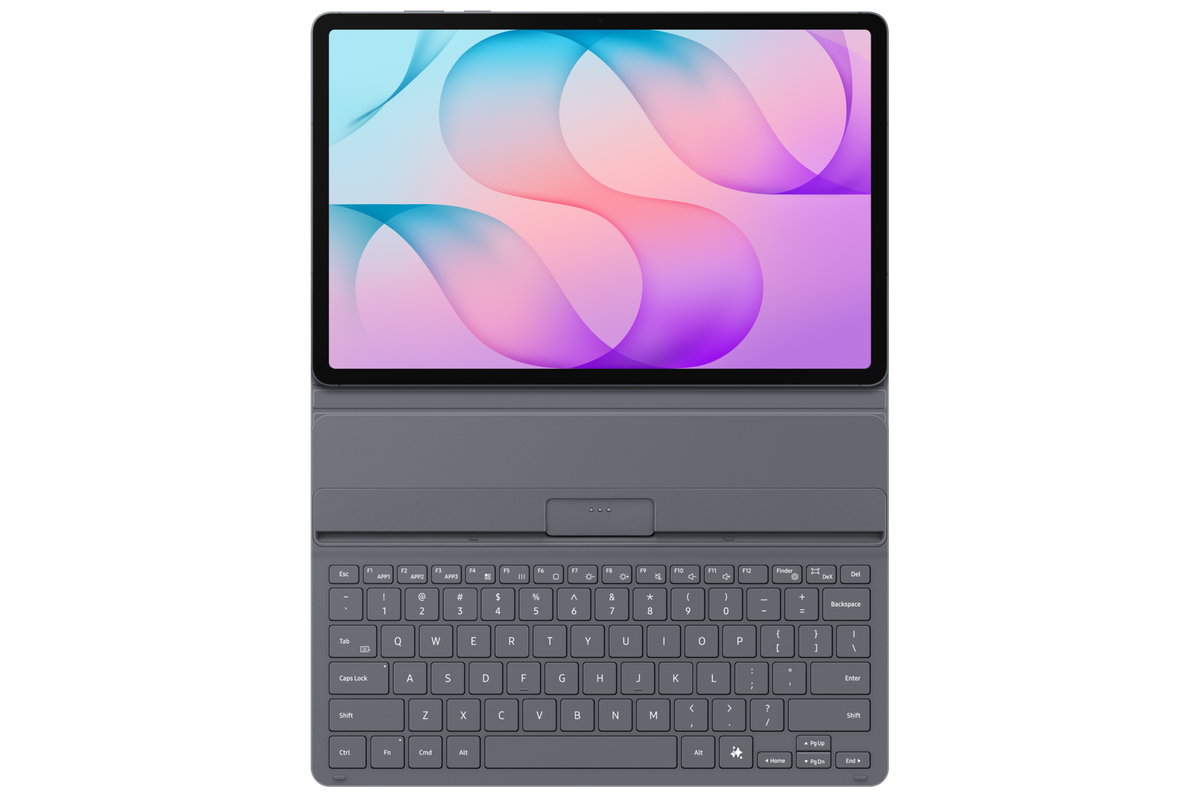 Galaxy Tab S12+ Book Cover Keyboard Slim open for typing, front view