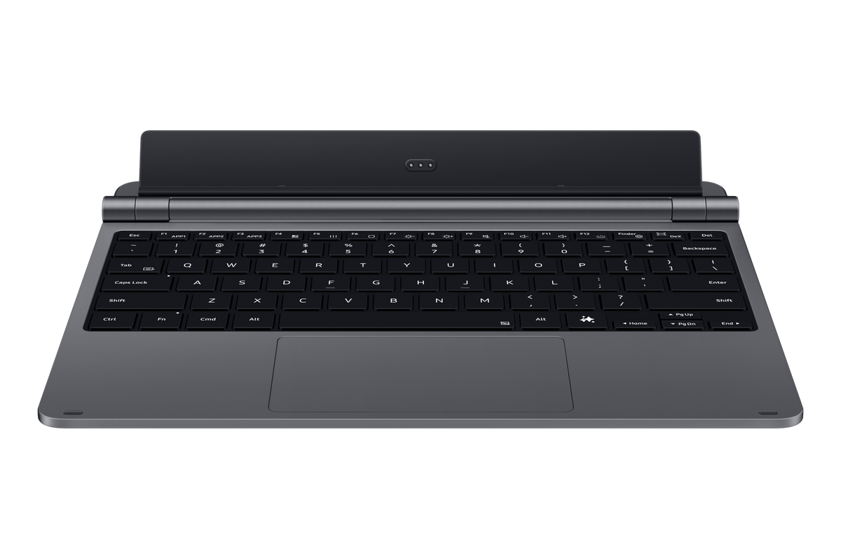 Galaxy Tab S12+ Pro Keyboard in Gray, angled view