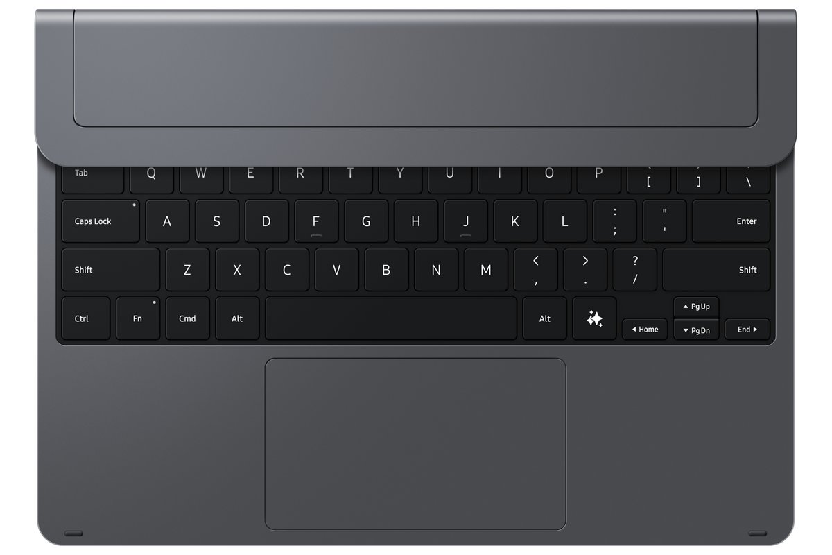 Samsung Galaxy Tab S12+ Pro Keyboard in Gray, top view with trackpad