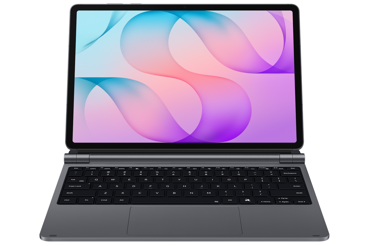 Galaxy Tab S12+ on the Pro Keyboard in Gray, front view