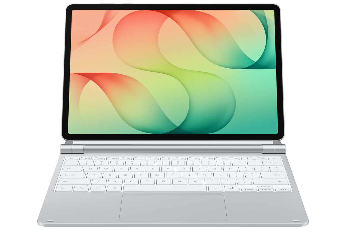 Galaxy Tab S12+ on the Pro Keyboard in Silver, front view