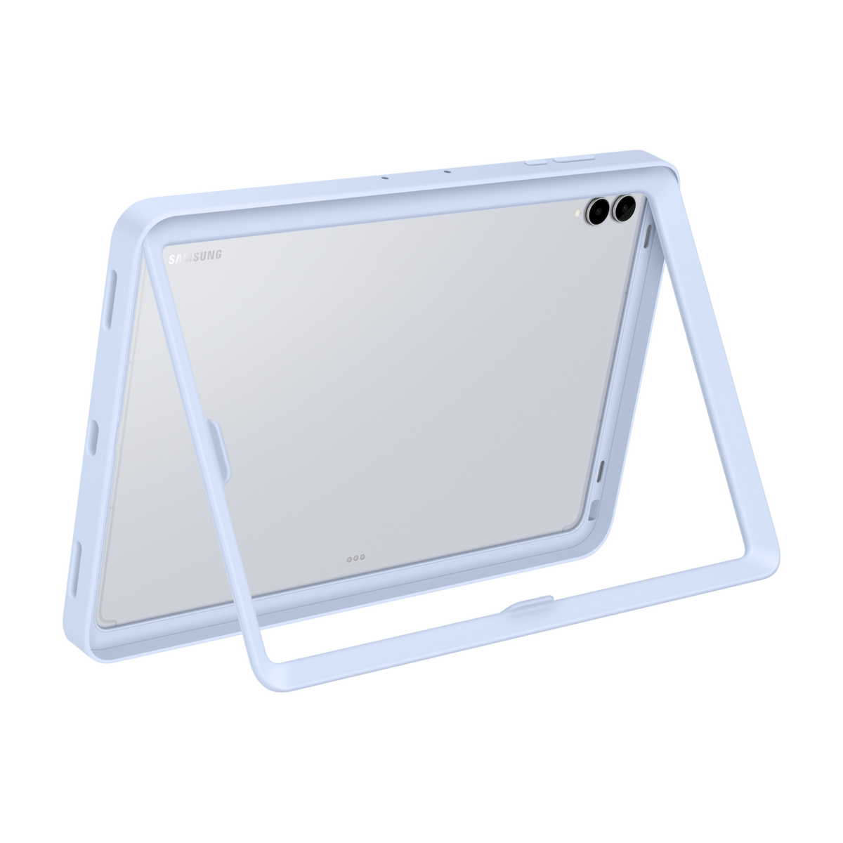 جراب Frame Cover بلون Blue والمسند مفتوح في الوضع العرضي