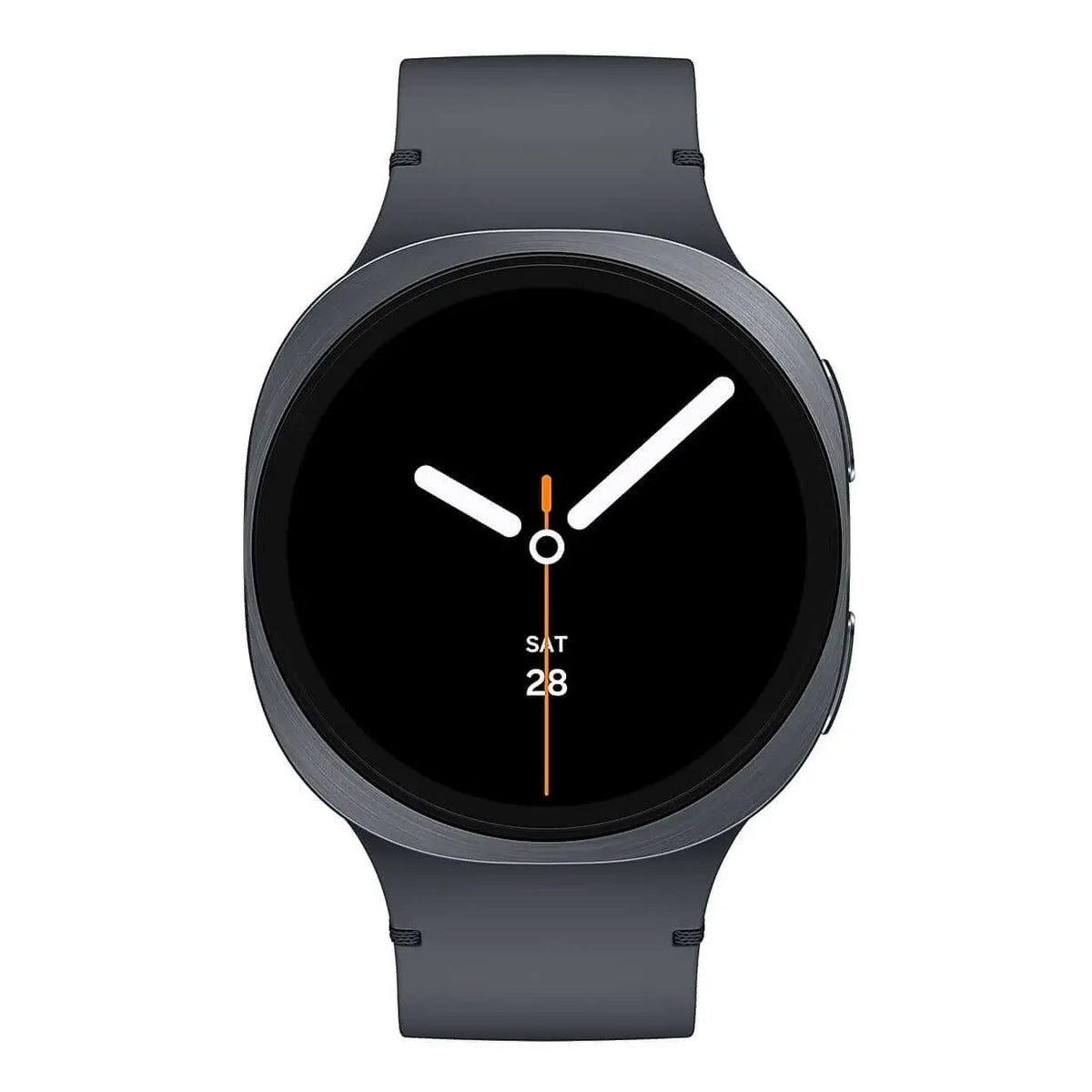 Samsung Galaxy Watch 8 in Graphite with a graphite band, front view