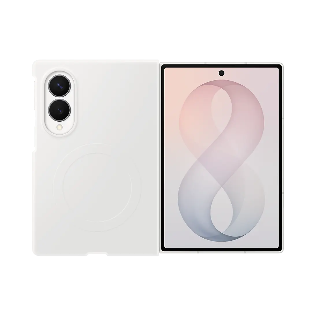 Samsung Galaxy Z Fold 8 Silicone Magnet Case in Cream, back and cover screen