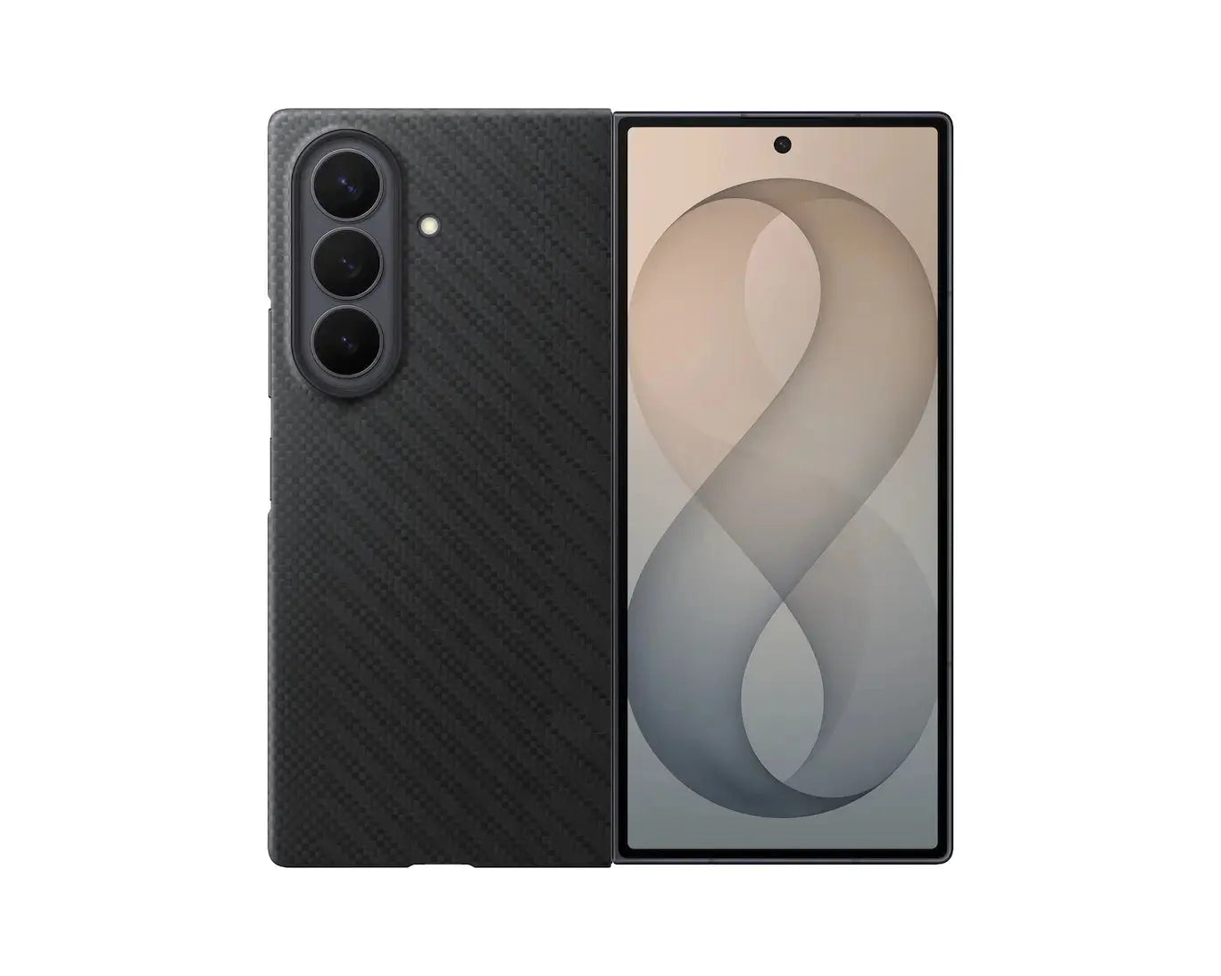 Samsung Galaxy Z Fold 8 Ultra Carbon Magnet Case in Black, back and cover screen